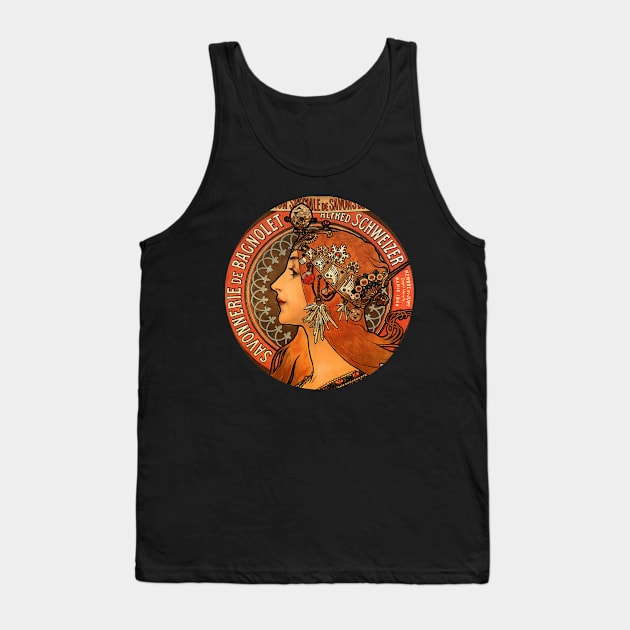 Alphonse Mucha Vintage Poster Art Design Tank Top by PaperMoonGifts